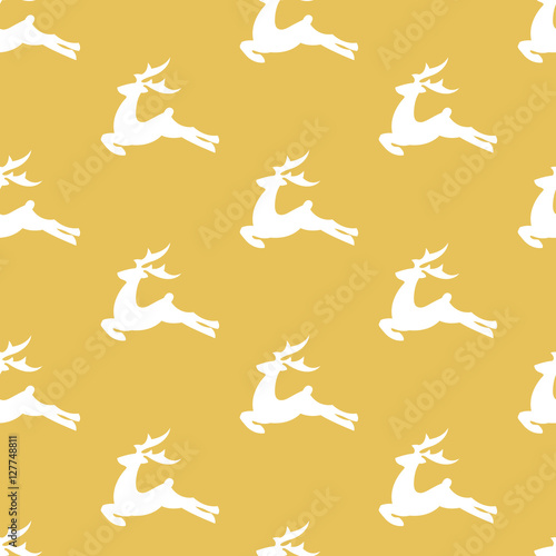 Vector Christmas golden pattern with white deers