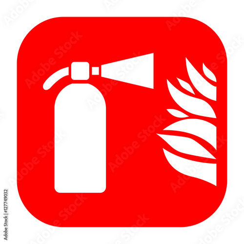 Fire extinguisher and flame sign