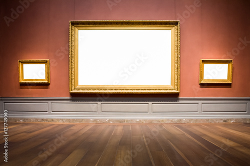 Three Ornate Picture Frames Art Gallery Museum Exhibit Blank Whi