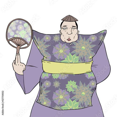 funny oriental man draw