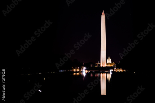 Washington Monument National Mall Reflecting Pool Night Contrast