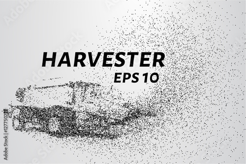 Harvester of particles. The harvester consists of small circles. Combine into smaller molecules. Vector illustration