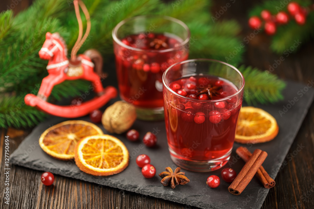 Glasses of fresh cranberry drink. Glasses of fresh cranberry drink.