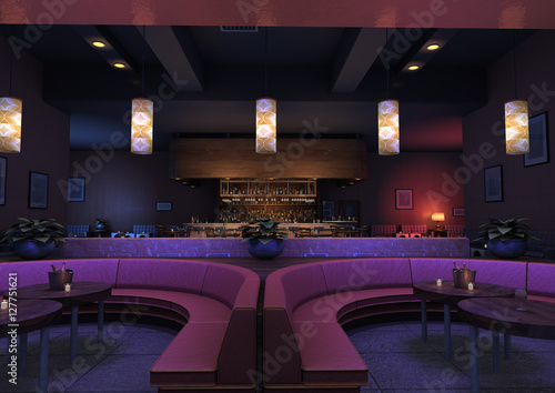Fotografiet 3D Rendering Lounge Bar