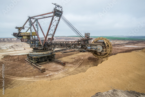 Biggest excavator in the world working, Bagger 228, Ukraine. Big mine, develop mineral resources, excavator digs, metallurgy in Ukraine