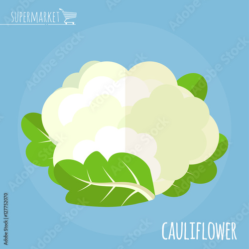 Cauliflower.  Long shadow flat design vector icon.