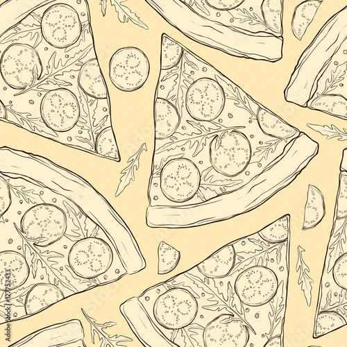 Seamless pizza pattern.