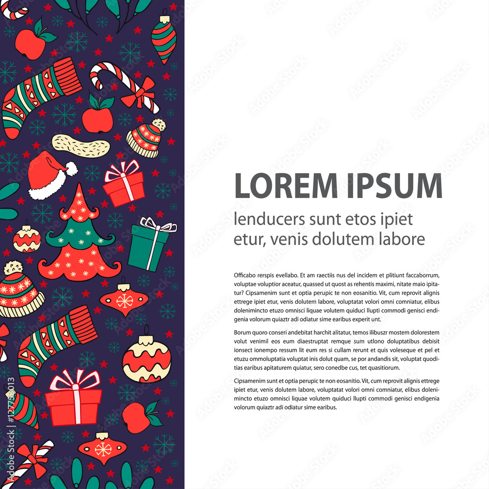 Obraz premium Christmas flyer template with hand drawn elements