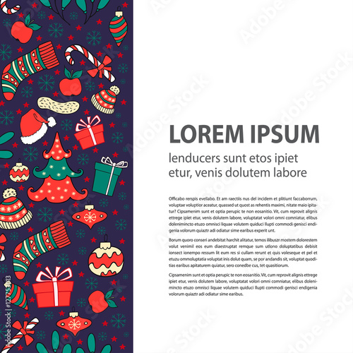 Christmas flyer template with hand drawn elements