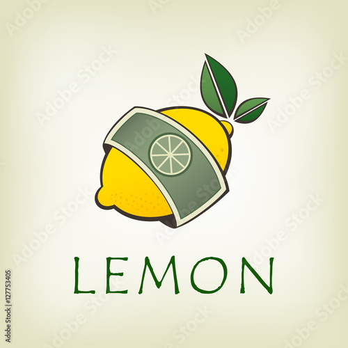 Vector lemon logo. Money. Fresh and green.