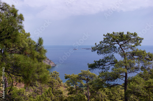 Secluded bay in the Turkish Mediterranean Sea, Turkey, Viewed fr