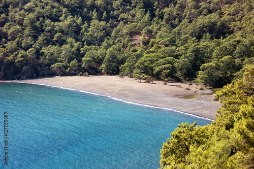 Secluded bay in the Turkish Mediterranean Sea, Turkey, Viewed fr