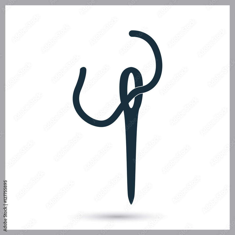 Sewing needle and thread icon. Simple design for web and mobile Sewing needle and thread icon. Simple design for web and mobile