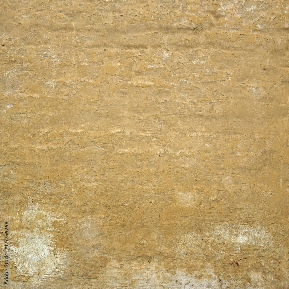 Grungy Yellow Cracked  Plaster Old Wall Frame Square Background