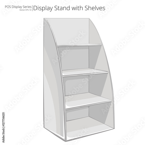 Display Stand with shelves. Vector, Illustration of a Display Stand with shelves. Sketch style. POS series.