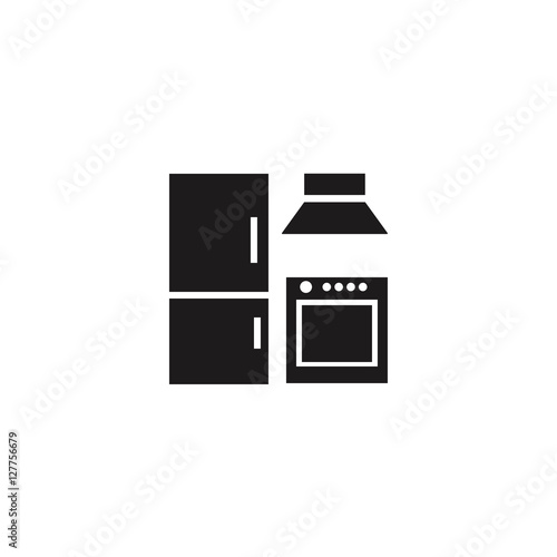 cooker, stove and fridge icon illustration vector