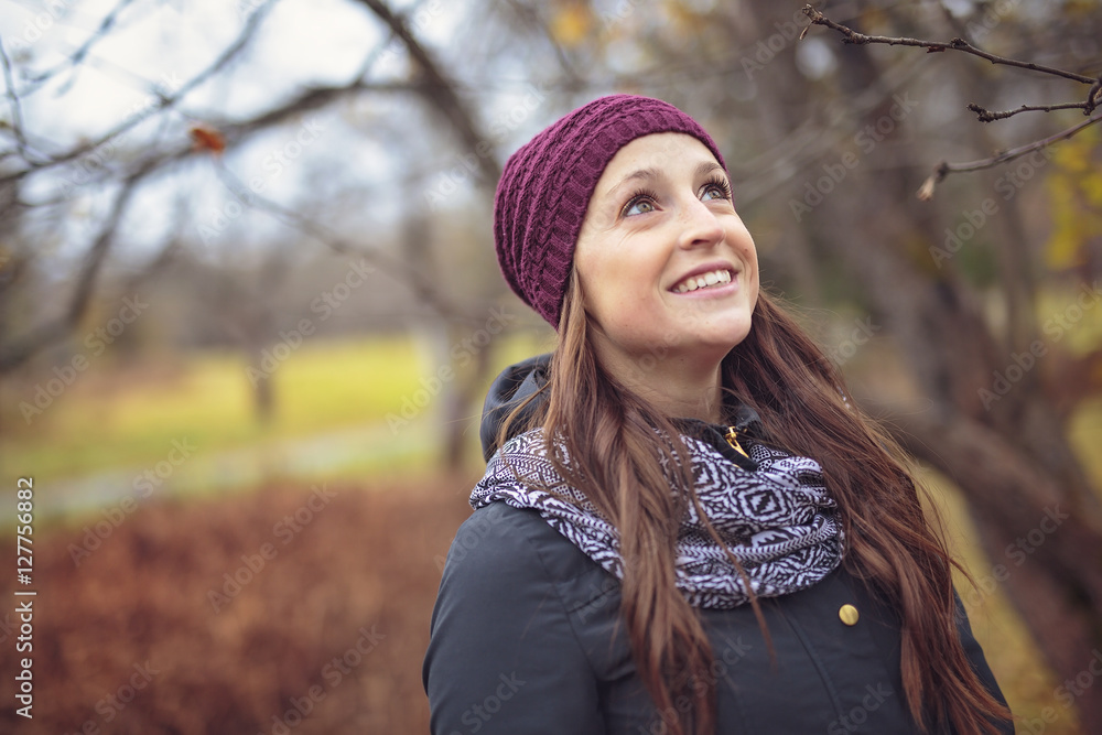 Autumn Woman in fall time of november month Autumn Woman in fall time of november month