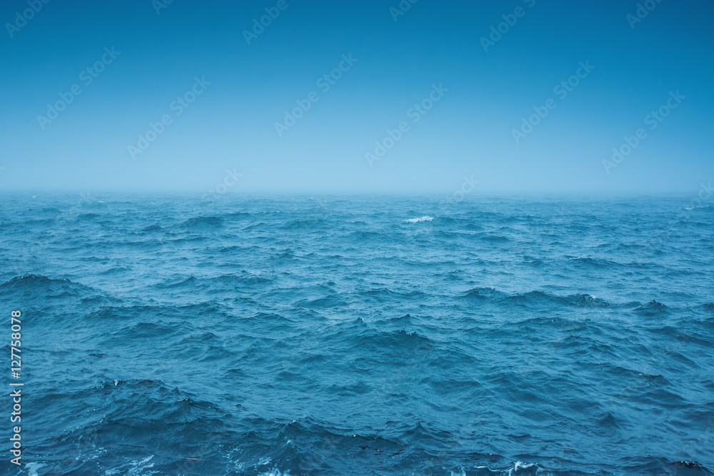 Fog over the sea waves, natural background