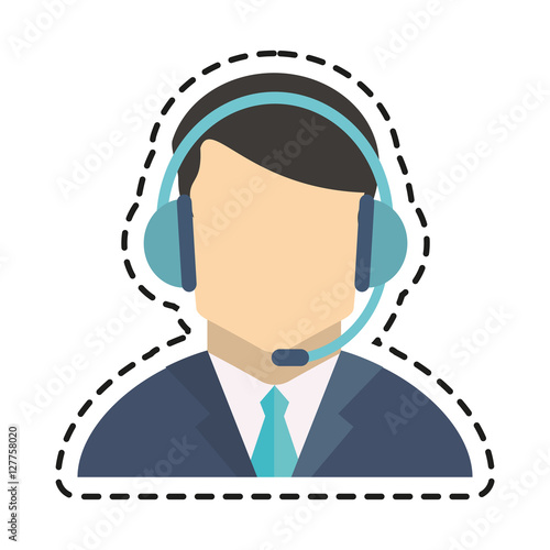 Operator man icon. Technical service online support service and telemarketing theme. Isolated design. Vector illustration