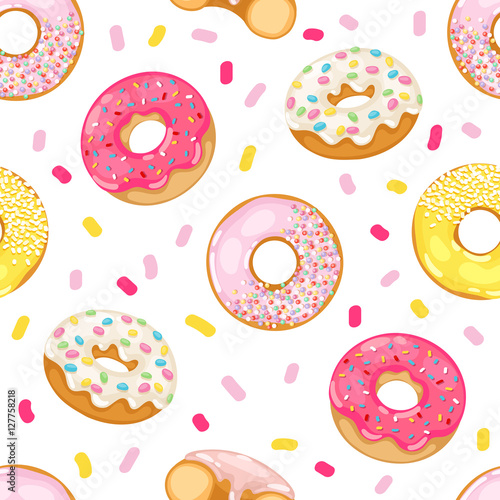 Donuts vector seamless pattern