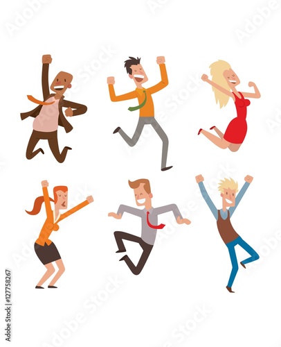 Happy jumping people vector set. © Vectorvstocker