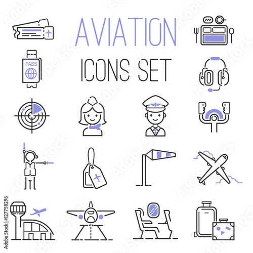 Aviation icons vector set.