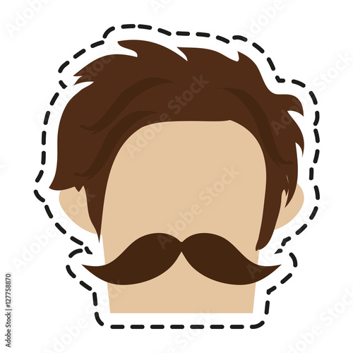 Man head icon. Hipster style vintage retro fashion and culture theme. Isolated design. Vector illustration