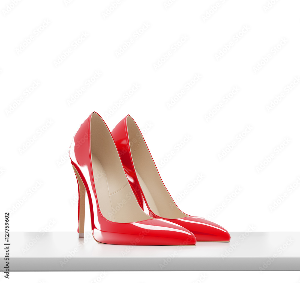 Scarpe col tacco a spillo rosse donna eleganti render Stock Illustration |  Adobe Stock