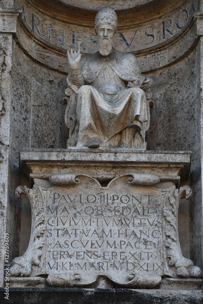 Monumental statue of Pope Paolo III, Captain's Building, Ascoli Piceno, Italy
