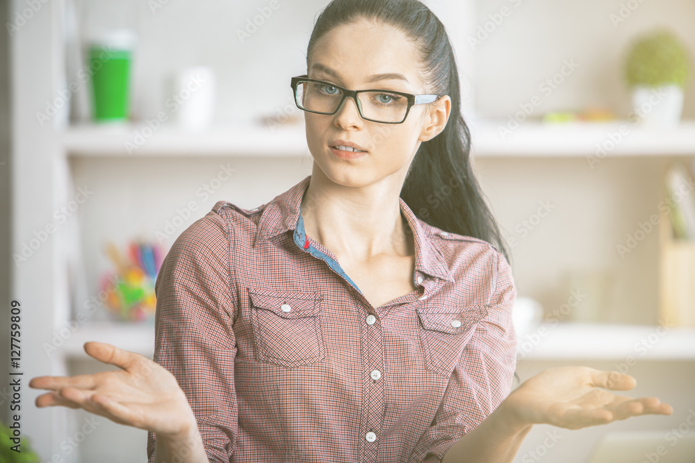 Young businesswoman at workplace Young businesswoman at workplace
