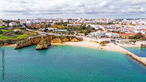 Aerial from the city Lagos in the Algarve Portugal