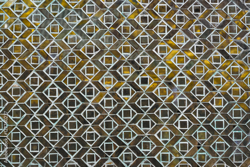 Inlaid mosaic glass wall, Swedagon Pagoda, Yangon, Myanmar photo