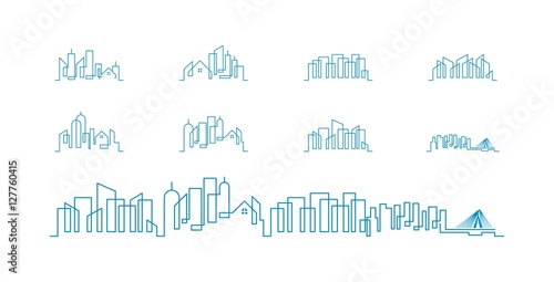 Plakat Zestaw logo liniowej City Skyline