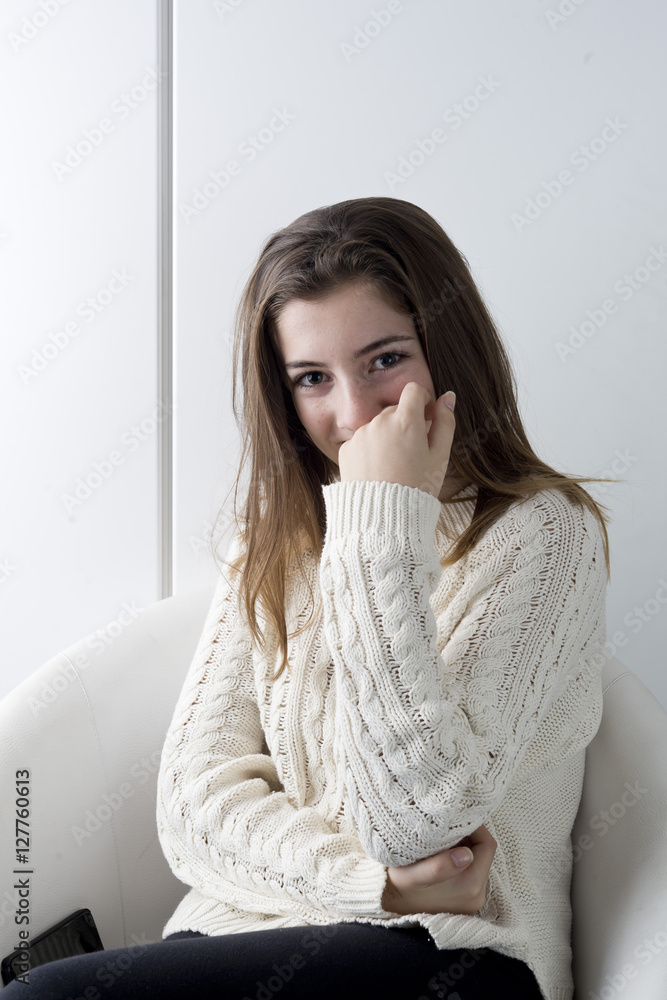 Portrait of adolescent with long chestnut hair Portrait of adolescent with long chestnut hair