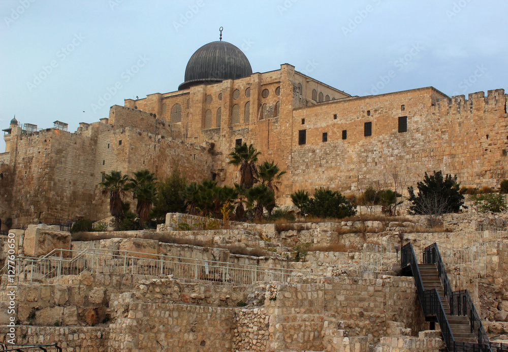 Dome of Al-Musalla Al-Qibli Al-Aqsa - the largest mosque in Jerusalem, Israel