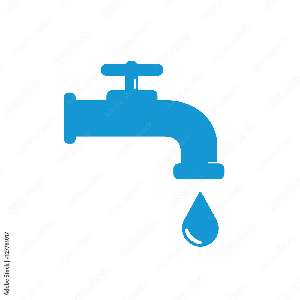 Water Faucet with drop icon. Blue silhouette. Vector illustration. Water Faucet with drop icon. Blue silhouette. Vector illustration.