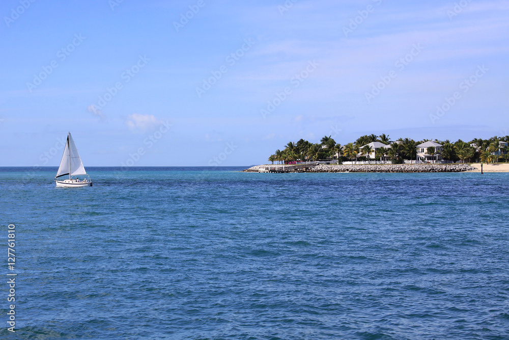 Fototapeta premium sailboat off coast of island
