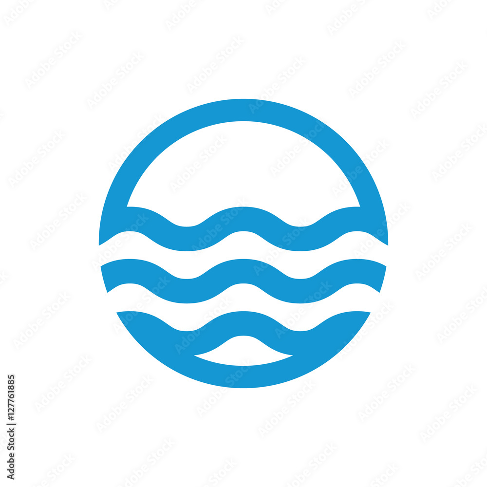 Water waves logo. Sea flowing sign. Water symbol. Blue. Vector