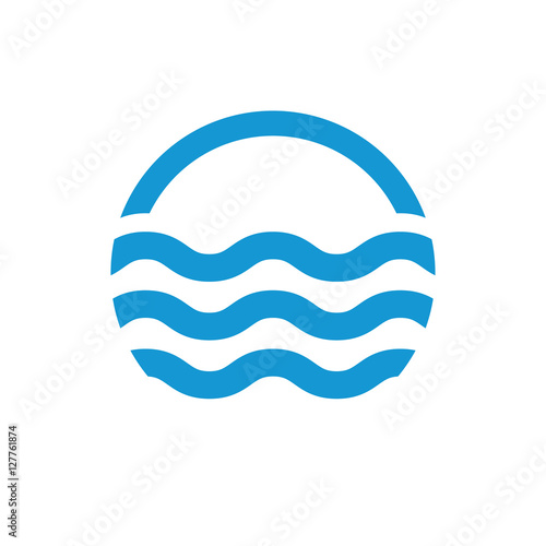 Water waves logo. Sea flowing sign. Water symbol. Blue. Vector illustration.