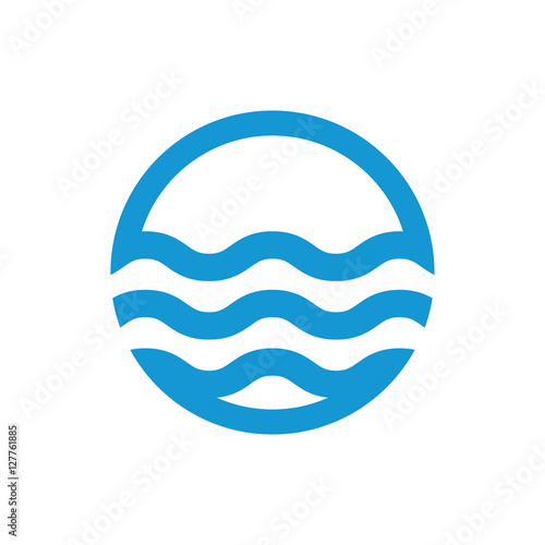 Water waves logo. Sea flowing sign. Water symbol. Blue. Vector illustration.