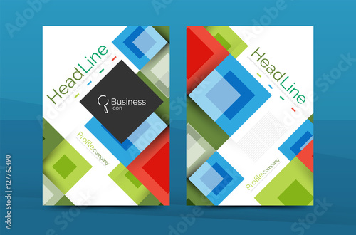 Set of front and back a4 size pages, business annual report design templates