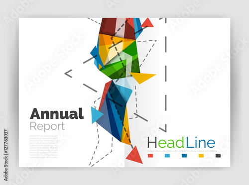 Triangles and lines, annual report flyer brochure template