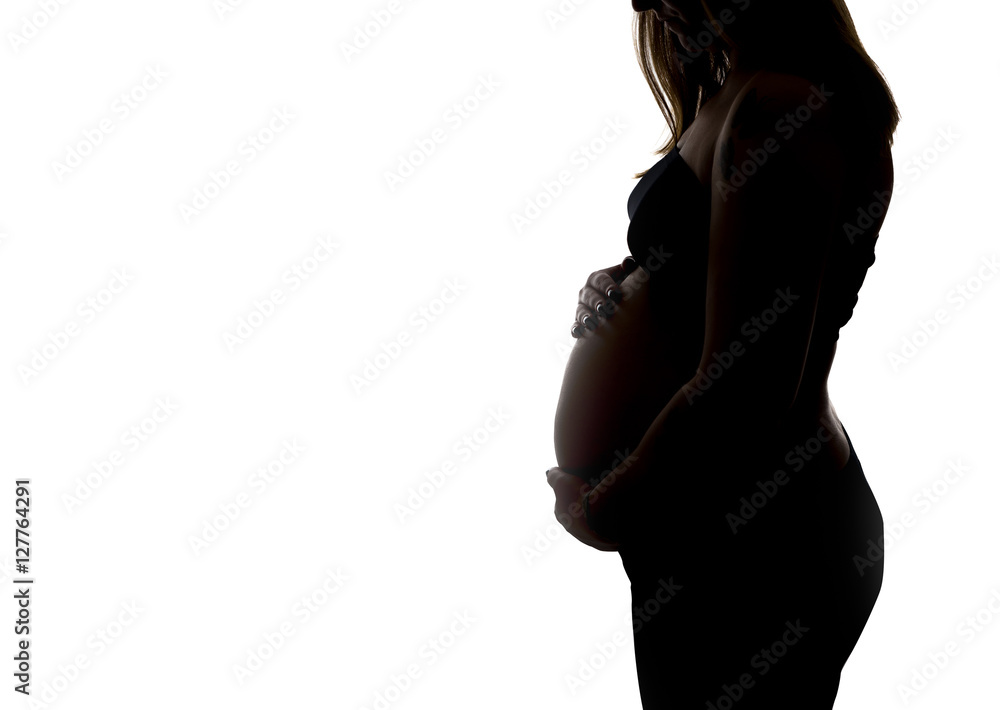 The pregnant on white background.