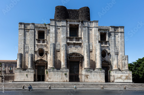 Photos Facade of the 16th century Benedictine Monastery of San Nicolo l'Arena in Catania, Sicily, Italy, a jewel of the late Sicilian Baroque style, one of the largest Benedictine buildings in Europe