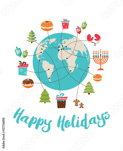 merry christmas and happy hanukkah. global celebration