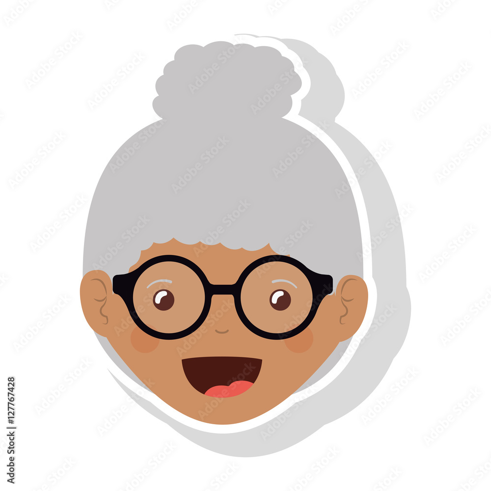 front face elderly brunette woman with collected curly hair vector illustration front face elderly brunette woman with collected curly hair vector illustration