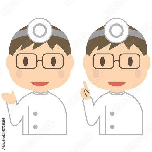 かわいい歯科衛生士の眼鏡の男性　案内と紹介