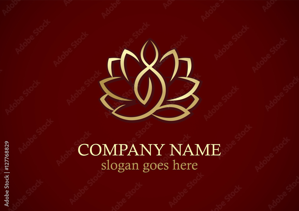 lotus flower yoga gold logo Stock Vector Adobe Stock
