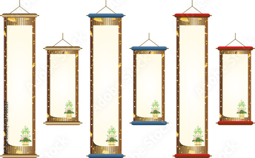 掛軸　門松　金箔