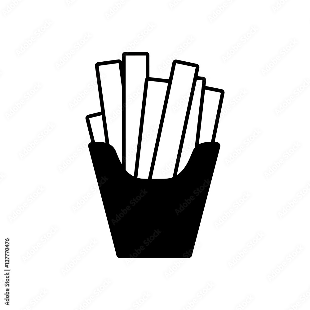 silhouette monochrome with fries portion vector illustration